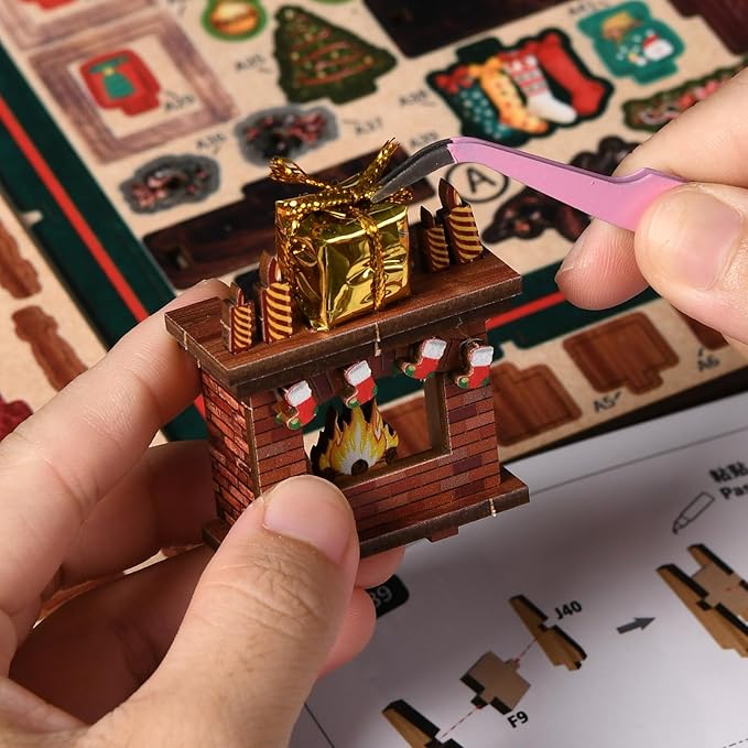 Book Nook Kit for Adults, 3D DIY Wooden Holiday Theme Miniature House Craft Kit Bookshelf Christmas Decor Halloween Birthday Gift