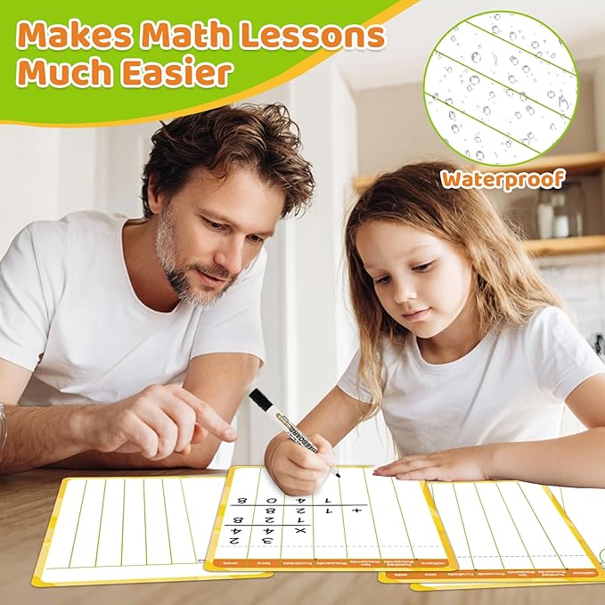 12 Packs Long Division & Multiplication Flash Cards: Math Manipulative Dry Erase Board, Math Games Chart for 2nd 3rd 4th Grade Classroom Must Haves, Homeschool Supplies Teacher Essentials