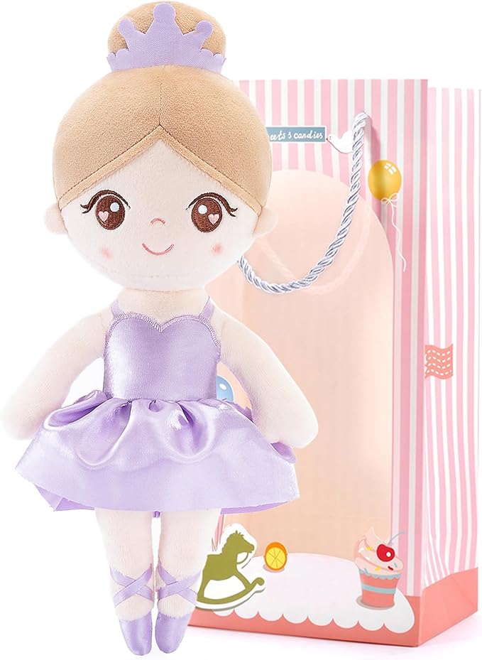 Gloveleya Baby Girl Gifts Dolls Soft Plush Toy Ballet Girl Doll Pale Purple 14 Inches with Gift Box…