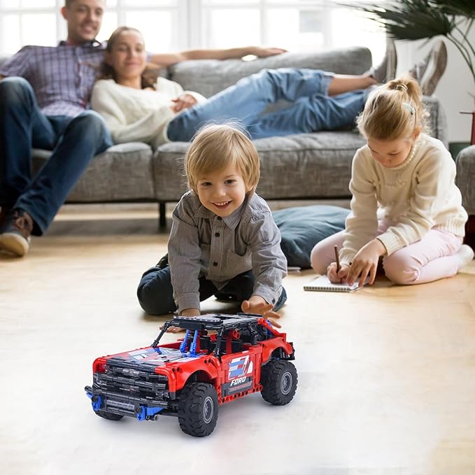 VERTOY STEM Remote Control Building Car - Educational Building Toys Gift for Kids Boys Girls Age 8-12 Year Old, Bigger Red Off-Road Model(720+ pcs)