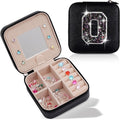 Personalized Jewelry Case for Women Girls - Fashion Mini Jewelry Boxes - Trendy Travel Jewelry Organizer with Initials Letter - Teen Gifts | Black,O