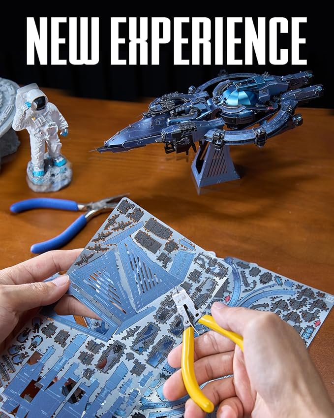 Piececool 3D Metal Puzzles for Adults, Three-Body Natural Selection Starship Model Kits Spaceship Building Set, DIY Hobby Crafts for Adult Difficult 3D Puzzles for Family Time,Home Decor Best Gifts