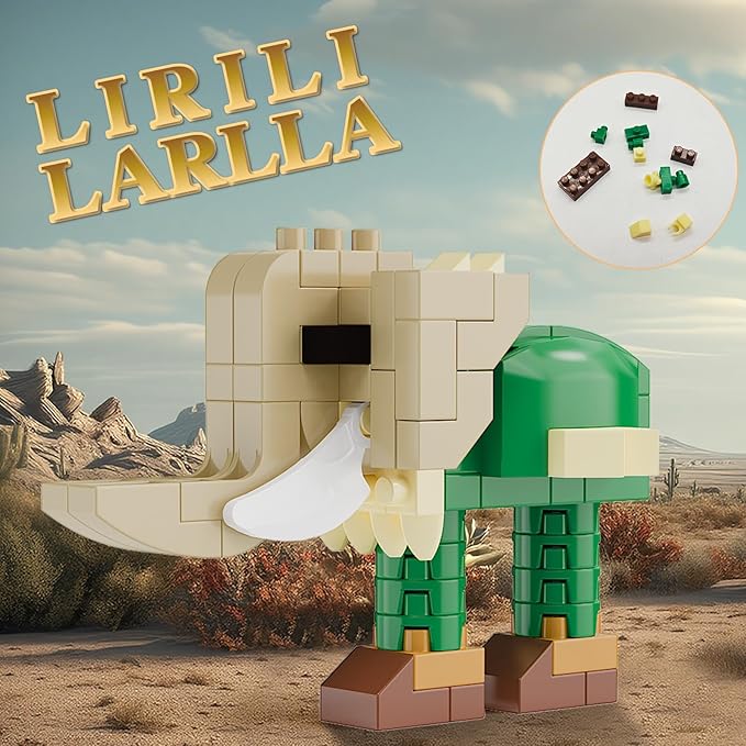 Italian Brainrot Action Figure Building Kit, Brainrot Toys, Creative STEM Construction Blocks, Collectible Desk Decor Gift for Adults & Teens 14+(LIRILI LARLLA)