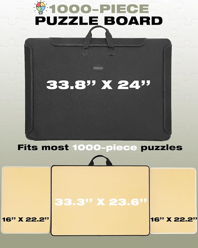 1000 Piece Portable Jigsaw Puzzle Board with Cover for Adults, Puzzle Case for Storage, 33.3'' x 23.6''Puzzle Mat with Sorting Trays, Non-Slip Surface