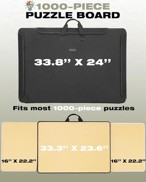 1000 Piece Portable Jigsaw Puzzle Board with Cover for Adults, Puzzle Case for Storage, 33.3'' x 23.6''Puzzle Mat with Sorting Trays, Non-Slip Surface