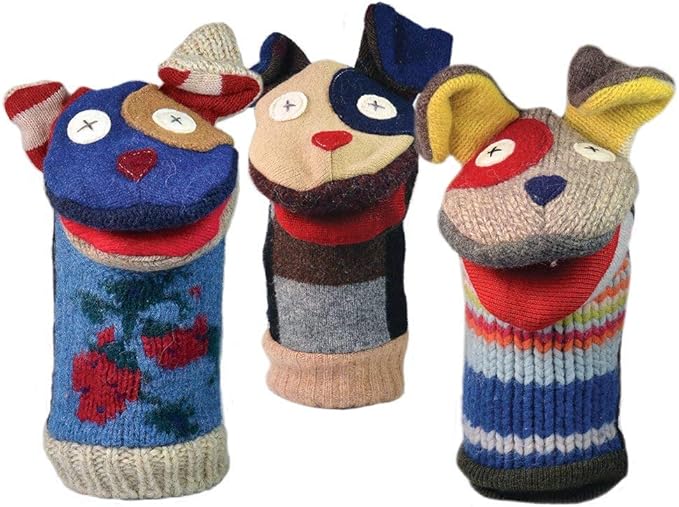 Cate and Levi - Hand Puppet - Premium Reclaimed Wool - Handmade in Canada - Machine Washable (Dog)