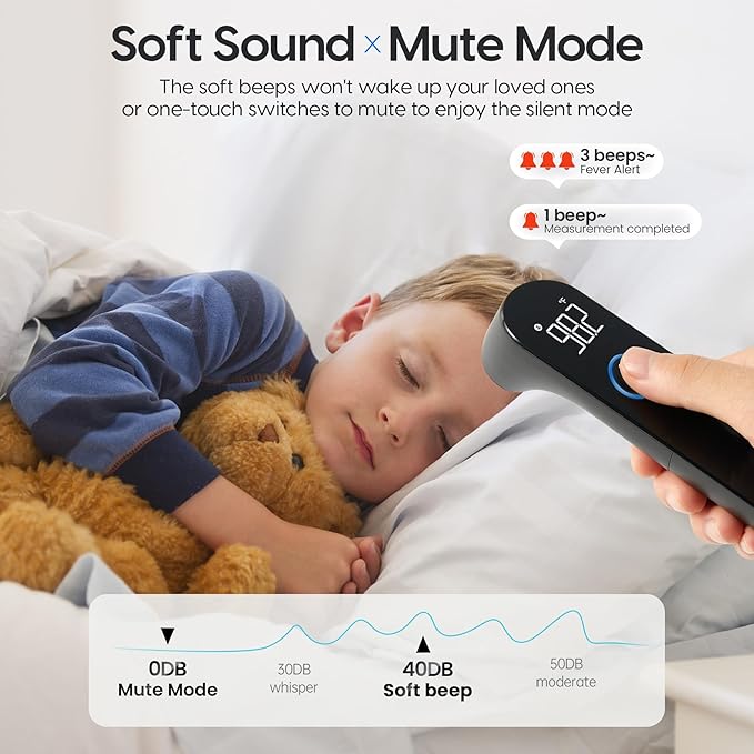 No-Touch Forehead Thermometer for Adults and Kids, Fast Accurate Baby Thermometer with Fever Alarm & Mute Mode - Take Quick Temperature Easily