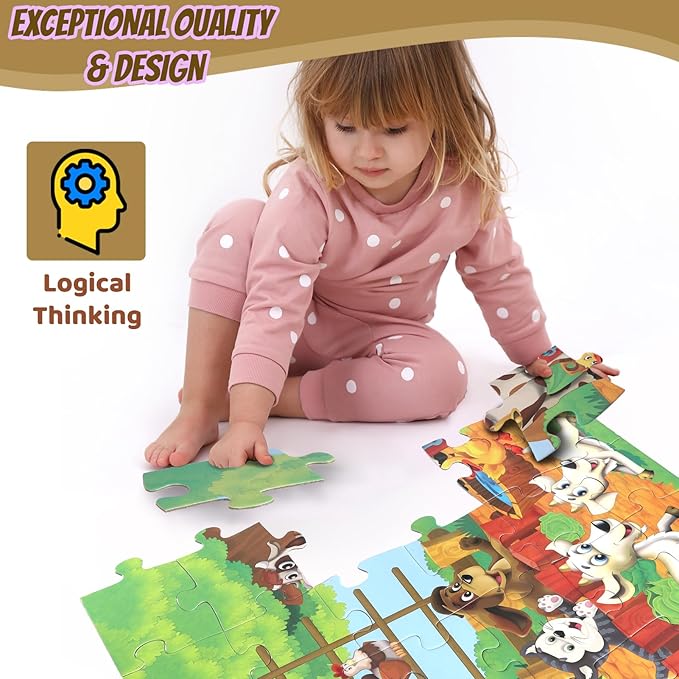 Jumbo Floor Puzzle for Kids, Large Jigsaw Puzzles 48 Piece for Kids Ages 3-5,Preschool Learning & Education Toys, Gifts for 4-8 Year Old Boys and Girls (Farm Human)