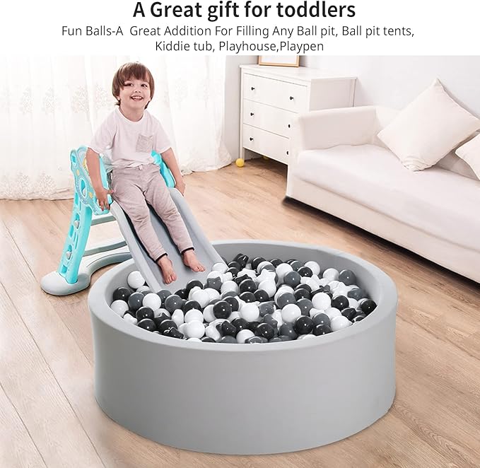 Ball Pit Balls Pack of 100 200 500 - Star and Round Set BPA Free Phthalate Free Non-Toxic Crush Proof Play Balls Soft Plastic Balls for Toddlers Baby Kids Birthday Pool Tent Party