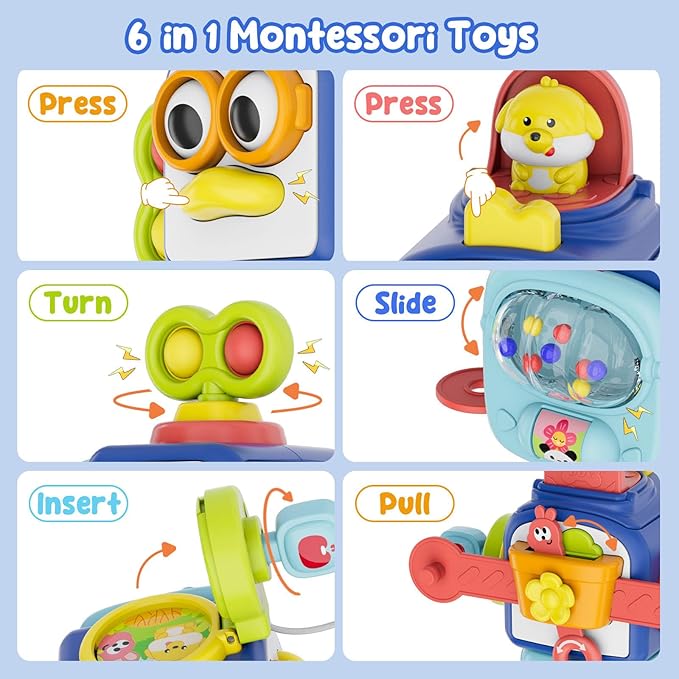 Montessori Toys for 1 Year Old,Sensory Toys for Toddlers 1-3,Baby Travel Activities Busy Board Cube,Fine Motor Skills Educational Toys,Birthday Gift for Kids Aged 6, 9, 10, 12, 18 Months