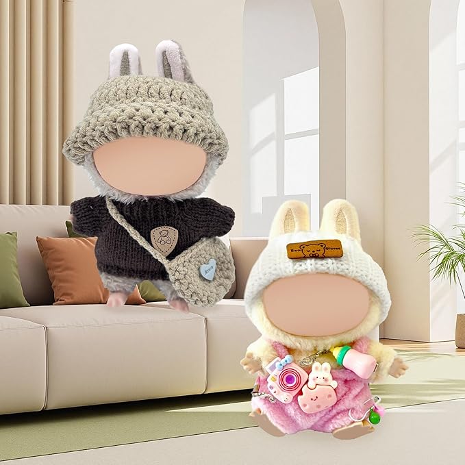 2025 New Clothes for Doll, Handcrafted Crochet 3-Piece Outfits Set for 5.91-6.7 in (15-17cm) Dolls, Cute Accessories for Doll, Stylish Outfit for Boys Girls Birthday Collectors