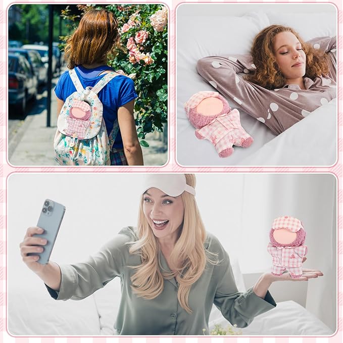 17cm Doll Clothes Pajamas Set with Pants Eye Mask Good Night Bedding Clothes Outfit Gifts Fits Most 17cm Dolls Accessories for DIY Dress up Lovers(Pink Bow)