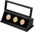 PATIKIL Coin Display Case, 3 Slots Coin Presentation Display Box Coin Box Coin Case with Coin Holder Fit 38-44.5mm Coin for Silver Dollar Collectors, Black