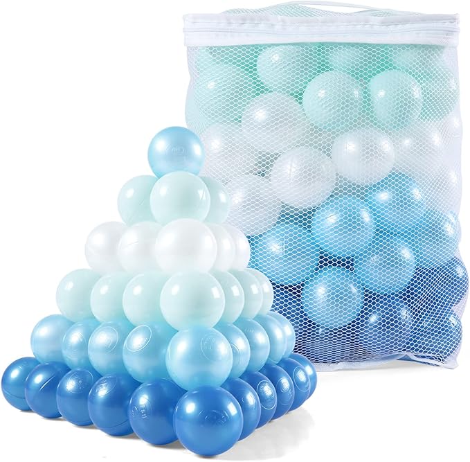 Ball Pit Balls Pack of 100 200 500 - Star and Round Set BPA Free Phthalate Free Non-Toxic Crush Proof Play Balls Soft Plastic Balls for Toddlers Baby Kids Birthday Pool Tent Party