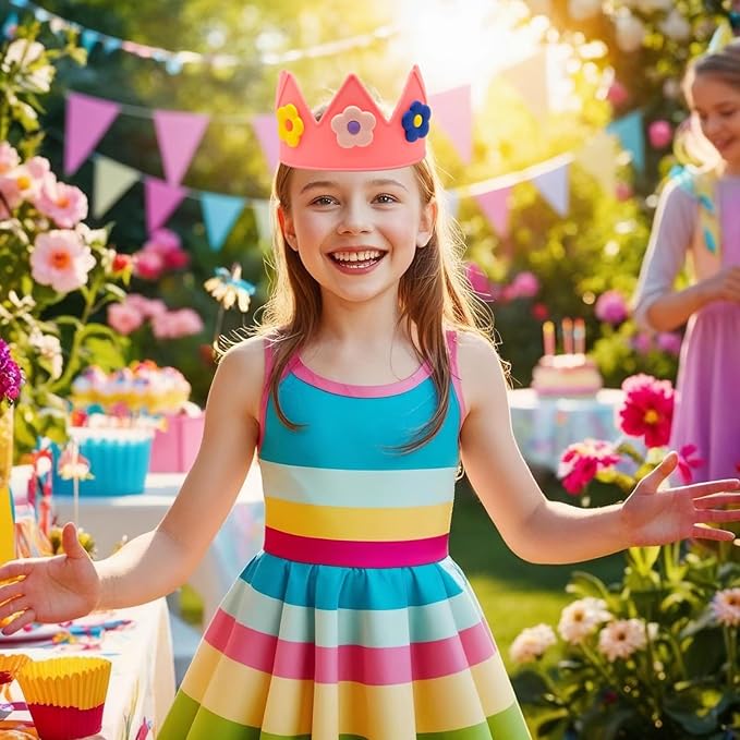 Birthday Crown for Kids Classroom – Adjustable Soft Silicone Princess Crown, Ages 2–10+, BPA Free, Dishwasher Safe