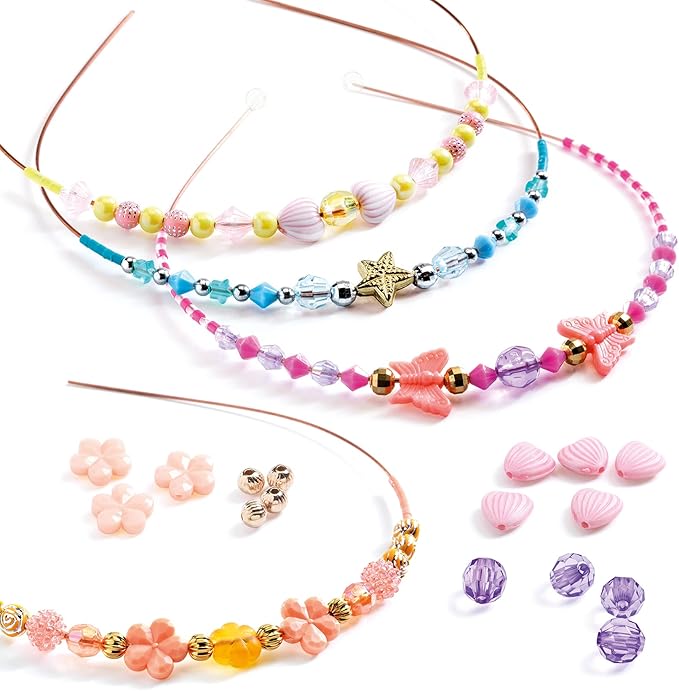 DJECO Headband Making Kit for Girls - DIY Fashion Headbands, Make Your Own Hair Accessories Set, Fun & Creative for Family & Friends - DIY Beaded Jewelry Kit & Craft for Kids Ages 10+