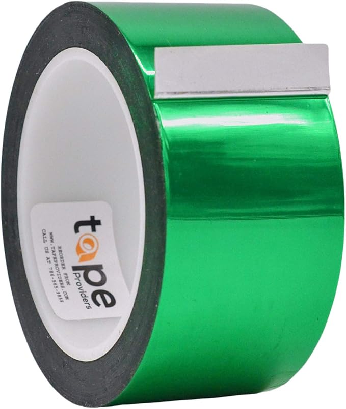 WOD MPFT2 Green Metalized Polyester Mylar Film Tape with Acrylic Adhesive, 2 inch x 72 yds. Vibrant Mirror Green Tape, Decor Tape for Detailing Accent Wall, Graphic Arts, Car and Boat Trim
