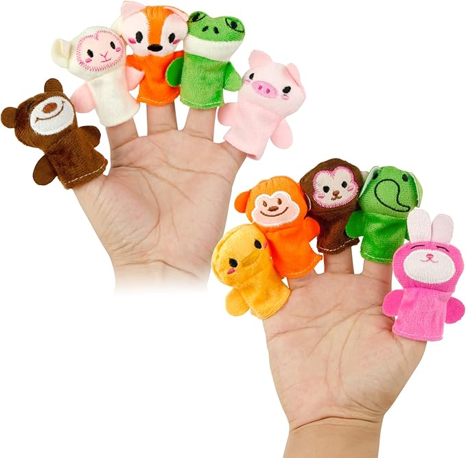 Sealive 10-PCS Finger Puppets for Toddlers Story Time - Soft Velvet Forest Animals Puppet Toys - Perfect for Role Playing, Classroom Learning, Party Favors, Travel, Therapy, Imagination Building