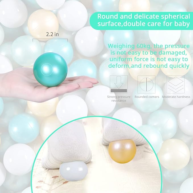 Ball Pit Balls Pack of 100 200 500 - Star and Round Set BPA Free Phthalate Free Non-Toxic Crush Proof Play Balls Soft Plastic Balls for Toddlers Baby Kids Birthday Pool Tent Party