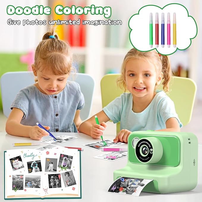 Kids Camera Instant Print, Christmas Birthday Gifts for Girls and Boys, Kids Camera 1080P HD Video Digital Toddler Camera Toy for 3 4 5 6 7 8 9 10 11 12 Years Old