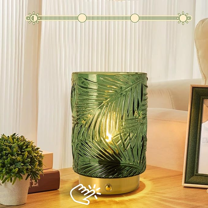 Rechargeable Battery Powered Lamp, Cordless Emergency Lamps for Power Outage, Decorative Small Accent Lamps for Entryway/Stairway/Bathroom/Corner, Dimmable Glass Battery Operated Table Lamp Indoor