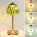 Cordless Small Table Lamp with 5000mAh Battery & Touch Control - 3 Adjustable Color Temperatures, Dimmable Rechargeable Table Lamps for Living Room, Bedroom, Desk, Nightstand (Green Tulip)