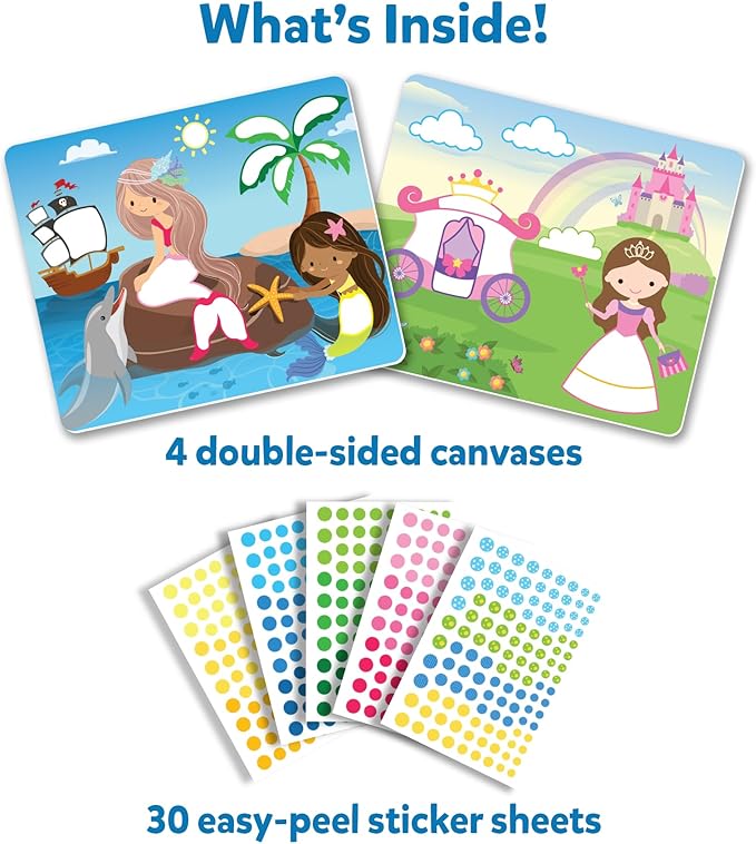 Skillmatics Dot It Sticker Art - Unicorns & Princesses, Mess-Free Craft Kits, 500+ Stickers, Stocking Stuffers, DIY Scrapbooking, Travel Activity, Christmas Gifts for Girls & Boys Ages 3, 4, 5, 6, 7