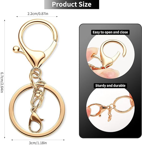 10 Pack a Set Metal Lobster Claw Clasps and Key Rings, Key Chain Accessories, Keychain Making kit for Keys, Art Crafts, Jewelry Making, Light Gold - Gunmetal