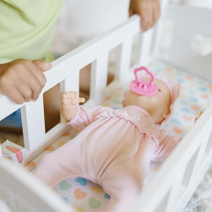 Melissa & Doug Mine to Love Jenna 12" Baby Doll with Moving Eyes, Thumb & Pacifier Sucking Action, Doll Clothes & Accessories, Toddler Toys for Girls & Boys Ages 18 Mo+