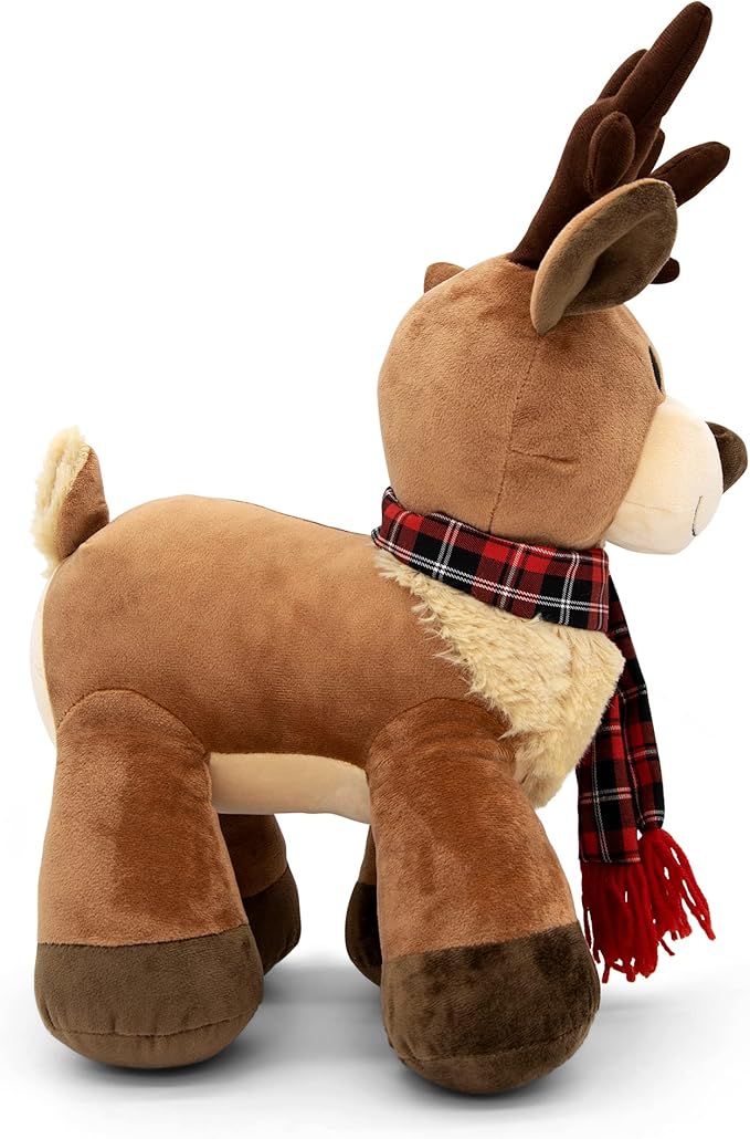 Plush Reindeer Stuffed Animal - Holiday Deer Characters with Antlers Toy for Girl, Boy, Baby, and Toddler - Christmas Decor Animals - Randall, 14 Inch