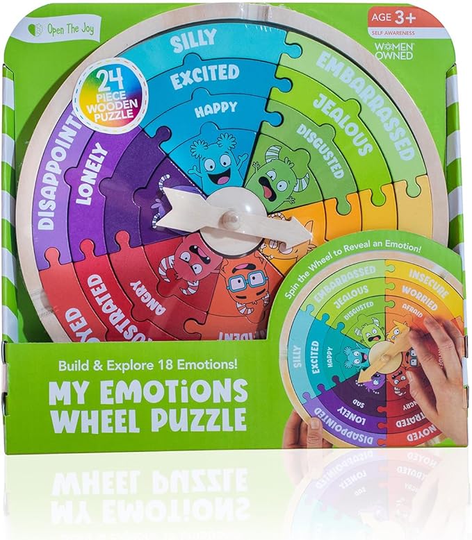 Open The Joy - My Emotions Wheel: Emotional Intelligence, Mindfulness, and Learning Toy for Kids Ages 3 and Up