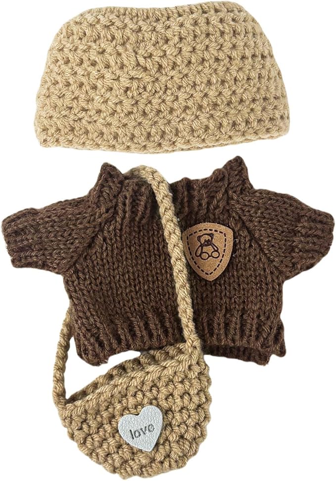 3 Set Doll Clothes Compatible with 15cm & 17cm, Fashion Clothes Crochet Cute Outfit for Dolls (NO Doll)