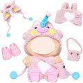 17cm Doll Clothes Set,4-Piece Adorable Outfits for Dolls-Stylish Accessaries Clothes Dress-Up Includes—Pig Hat+Pink Overalls+ Cute Bag+Shoes (Style J)