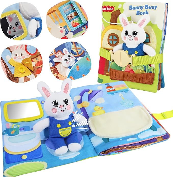Montessori Busy Book for Toddlers 1-3,Busy Board with 12 Sensory Activities & Fine Motor Skills,Travel Toys for Airplane Car,Educational Learning toys One Year Old Birthday Christmas Toddler Gifts