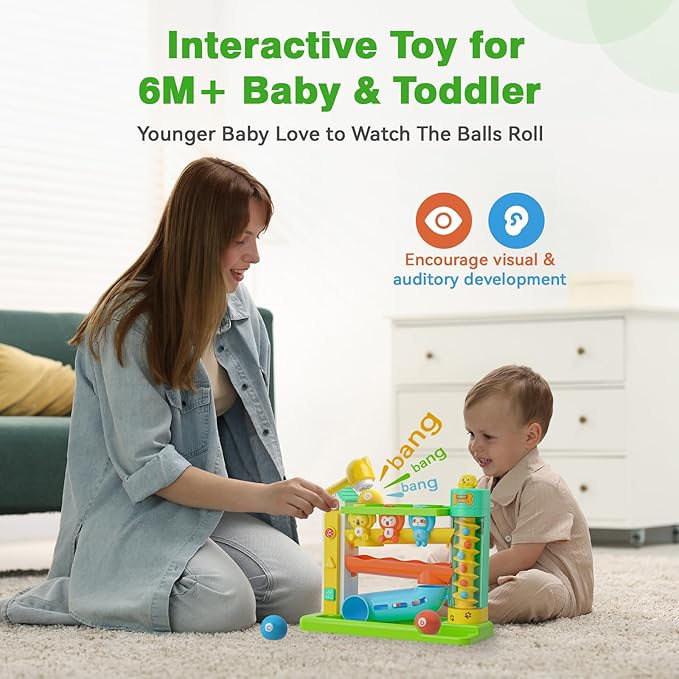 Pound A Ball Musical Toy for 1-2 Year Old Boy Girl Gifts, Interactive Learning Toy for Baby 6-12 Months, Early Development Toy for Toddlers 12-18 Months, 1st Birthday Present for One Year Old
