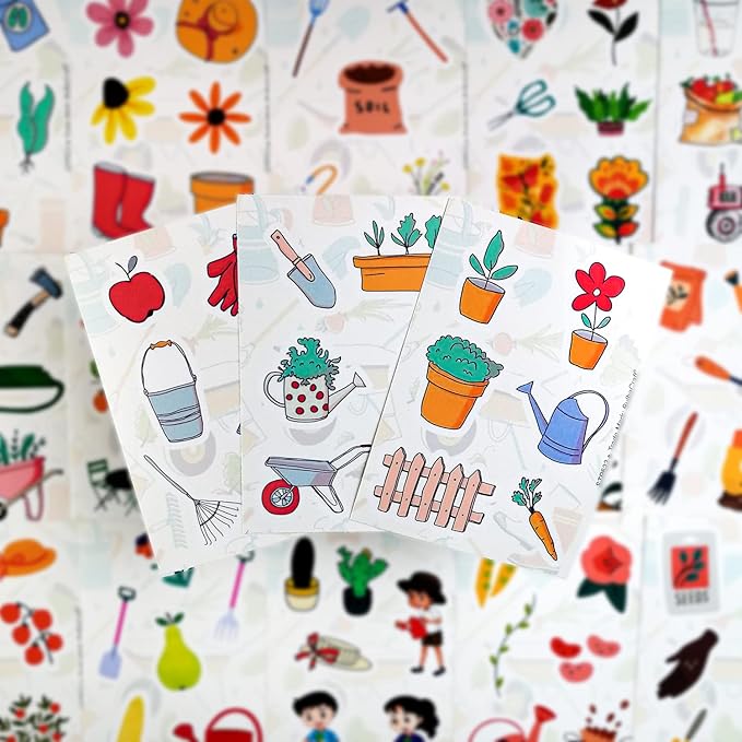 BulbaCraft 100Pcs Garden Stickers, Gardening Stickers for Scrapbooking, Garden Party Favors, Planting Gardening Gifts for Girls, Gifts for Women & Men