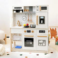 Freniland Wooden Play Kitchen, Kids Kitchen Playset with Real Light & Sound, Realistic Ice Maker,Stove Oven Chef Pretend Toy Kitchen Include 31 Accessories, Gift for Child Ages 3+ Toy Furniture