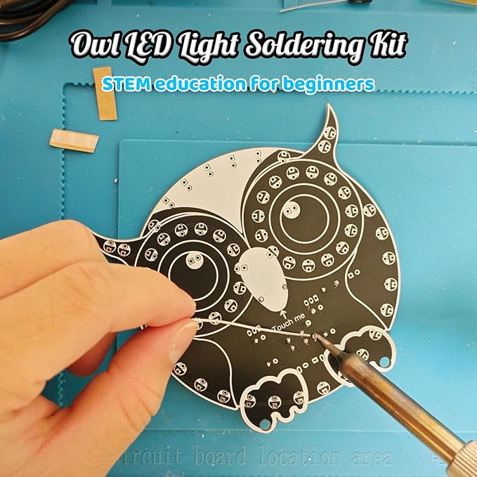 ICSTATION Soldering Learning Kit, Touch Control Owl Light Soldering Project With 3 Light Modes Brightness Adjustment Owl Shaped LED DIY Kit for Beginners School Students Education Halloween Present