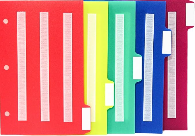 5 Small Color Dividers/Tabs Set (8”x5 Half Sheet) Perfect to Keep Your Loose Photo/Picture Symbol Communication Cards Organized. Autism ABA,ADHD, Language & Apraxia Aspergers