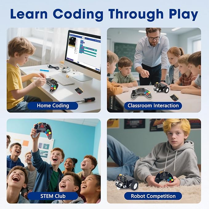 ACEBOTT Wireless Controller for Micro:bit Kit, STEM Kit Coding Robot kit Compatible With Makecode, Remote Control for Programming Learning, Gifts for Kids and Teens(Not included Micro:Bit)