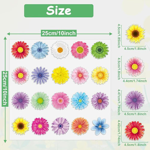 20PCS Spring Grow Flowers Thick Gel Cling Sunflowers Window Gel Cling Decals Sticker Flower Window Decoration for Kids Toddlers Home Airplane Classroom Nursery Spring Party Supplies Removable Reusable