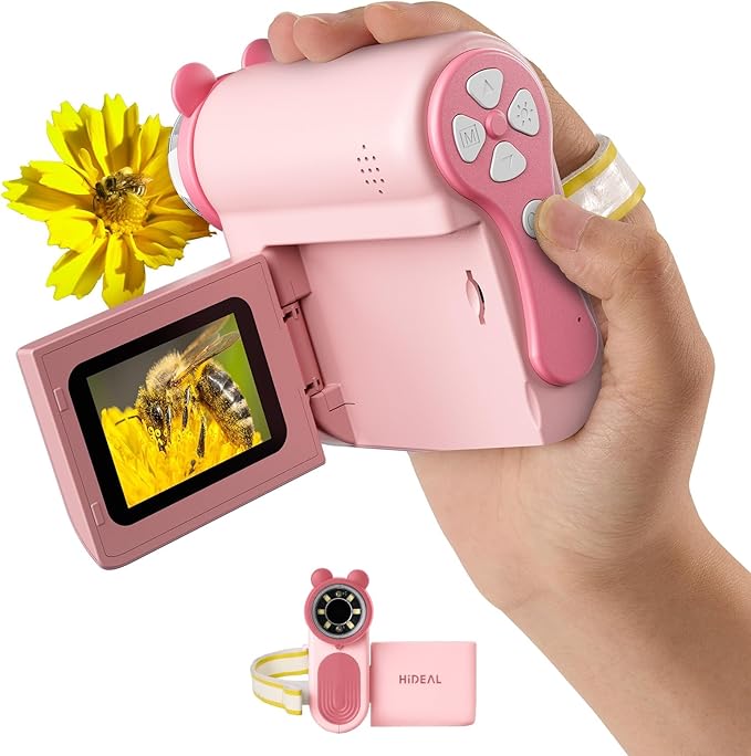 HP60 IPS Microscope for Kids: [Auto On & Off] [3-in-1] 2" Portable Handheld Microscope Miniscope, Pocket Mini Scope Educational Science Kit, Christmas Birthday Gifts for Kids, PC View, Pink