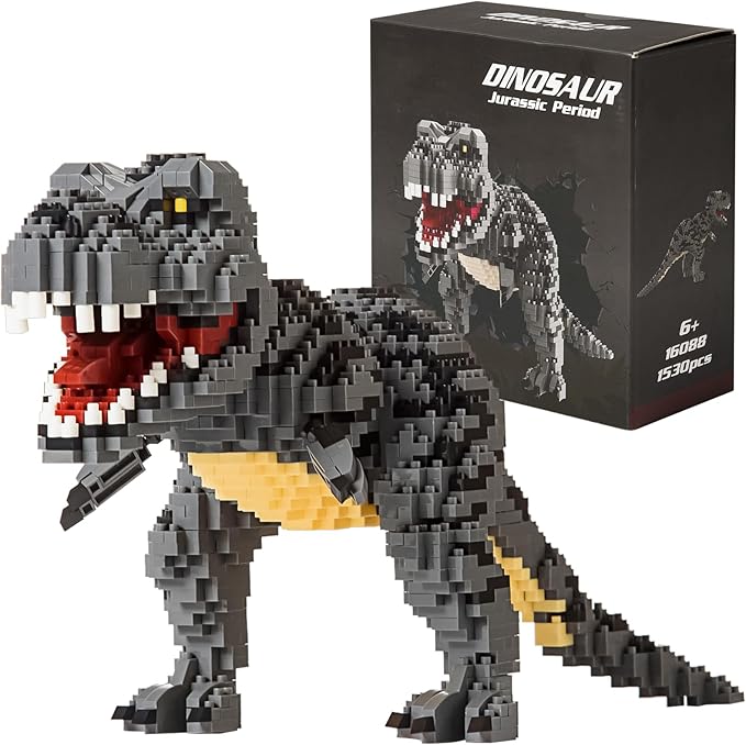 Jurassic Dinosaur Micro Building Blocks, 1530pcs Velociraptor Tyrannosaurus Rex DIY Mini Diamond Blocks Bricks Toy Dinosaur for Boys Age 8-12 9 10 11 12 13 14 15 16 Teens Adults