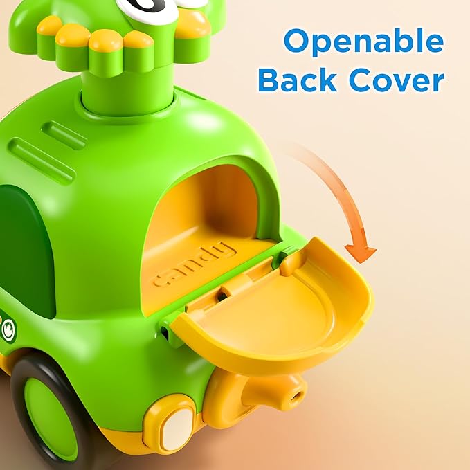 iPlay, iLearn Press to Go Dinosaur Car Toys for Toddlers 1-3, Baby Play Race Vehicle Set, Infant Dino Push Go Friction Toy, 4pcs Animal Car for 12 18 24 Month, 1st Birthday Gift for 1 2 3 Yr Boy Child