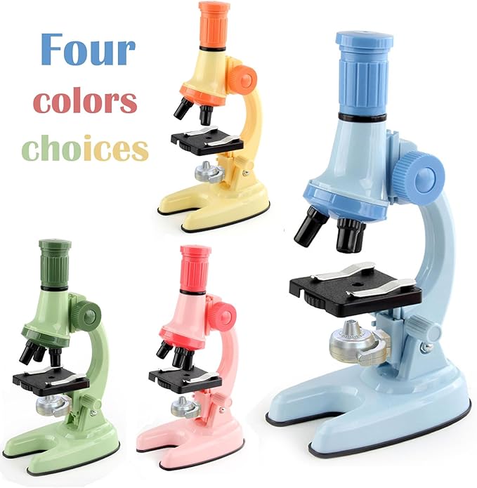 XD508 Microscope for Kids - 100X 600X 1200X Beginner Microscopes kit with LED Light, Science Educational Gift and Toy for Boy&Girl Birthday Halloween Christmas（Green）