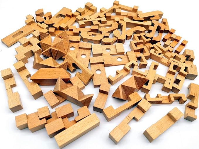 Guaishou 10-in-One 3D Small Wooden Puzzles Kongming Lock IQ Test Toy for Teens and Adults