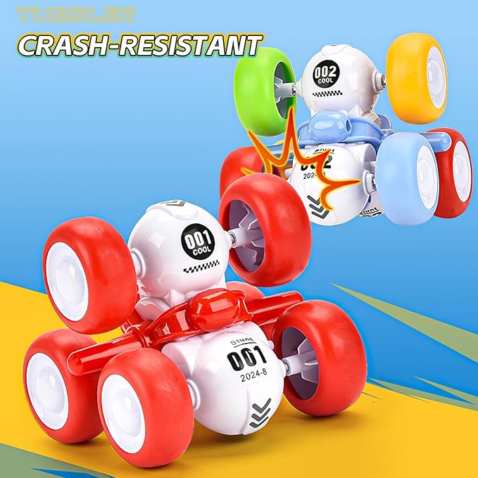 6 Wheels Pull Back Cars Toys for Toddler Age 3-6,360° Rotating Stunt Car Toys 3-6 Year Old Kids，Friction Powered Car Toys，Vehicles for Toys Age 3-6 Year Old Boy Girl Birthday Present (Color)
