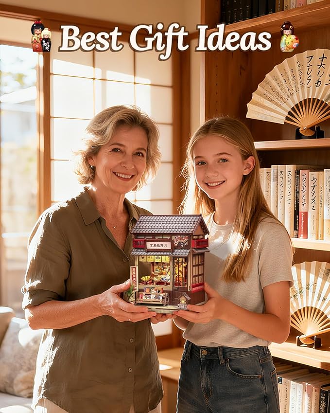 Book Nook Kit, DIY Miniature House Kits for Adult and Teens, Dollhouse Tiny Booknook Garden House Bookshelf, DIY Craft Gifts for Family and Friends (Tsukino Eogi-dou)