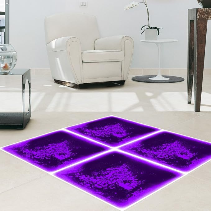 Art3d 1-Pack Fancy Floor Tile for Kids Room Liquid Encased Floor Tile, 11.8" x 11.8" Purple