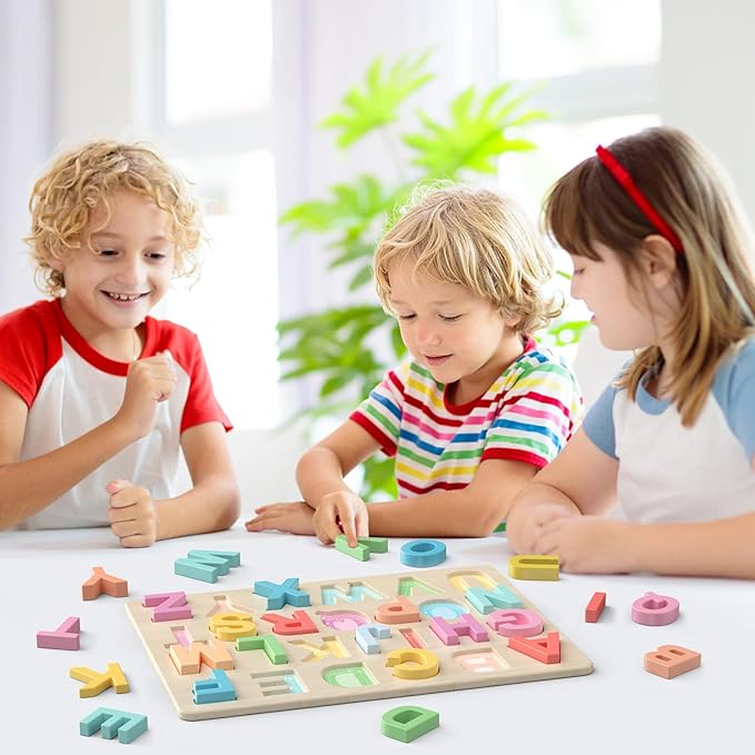 Alphabet Puzzles, ABC Shape Puzzles for Kids, Educational Toys for Toddlers, Preschool Learning Activities, Gift for Girls Boys